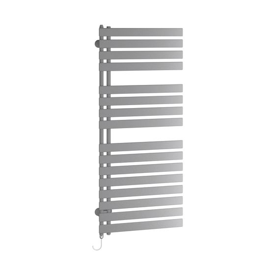 Kermi Credo Half flat-E elektrischer Designheizkörper 1039x37x600mm WRX Ansch. links 600W, Glanzsilber Metallic