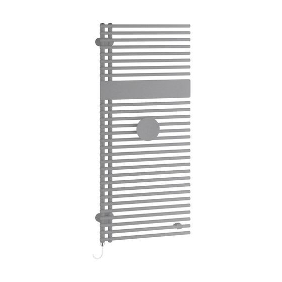 Kermi Credo Half round-E elektrischer Badheizkörper 1805x46x600mm WRX Ansch. links 800W, Glanzsilber Metallic/Holz