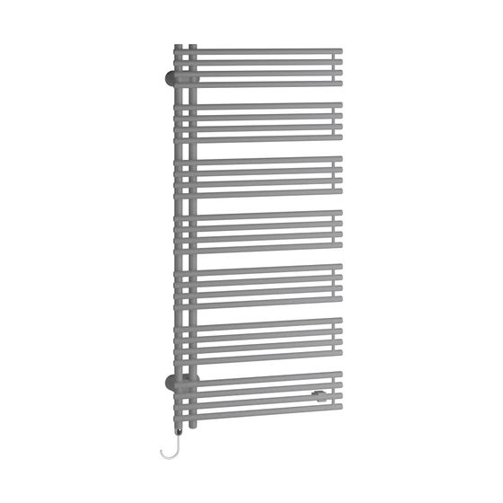 Kermi Diveo-E elektrischer Designheizkörper 1320x46x450mm WFS Anschluss rechts 600W, Glanzsilber Metallic
