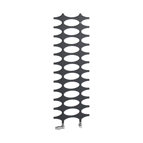 Kermi Ideos-E-Zusatzbetrieb Designheizkörper 1151x37x508mm, FWS 400W, Ans. links, 383W bei 75/65/20 Grad C, Anthracite Grey