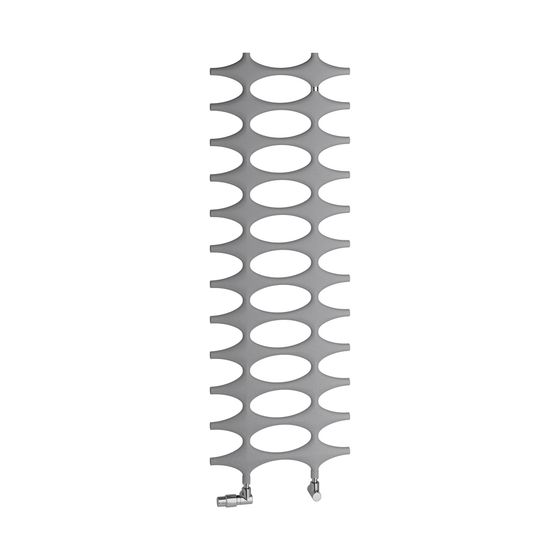 Kermi Ideos-E-Zusatzbetrieb Designheizkörper 1151x37x758mm, FWS 600W Ans. rechts 564W bei 75/65/20 Grad C, Glanzsilber Metallic