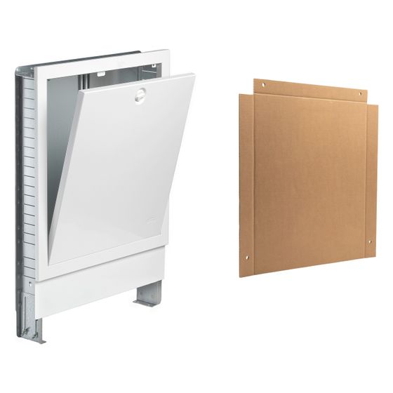 Kermi x-net Verteilerschrank vormontiert US80DS Komfort VT12, Anschluss rechts, Eck-Kugelhahn, Diebstahlschutz, Tiefe 80mm, RL1