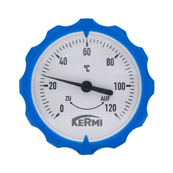 Kermi Aufsteckbares Thermometer blau Rücklauf, für Heizkreis ungemischt/gemischt