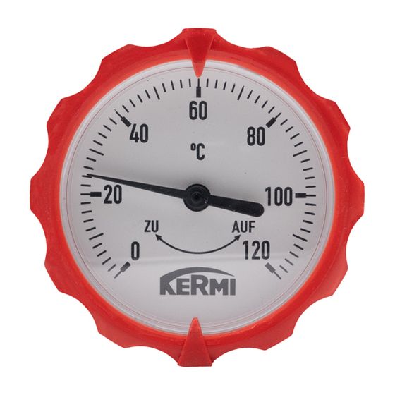 Kermi Aufsteckbares Thermometer rot Vorlauf, für Heizkreis ungemischt/gemischt