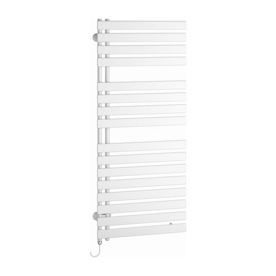 Kermi Credo Half flat-E elektrischer Designheizkörper 1436x37x600mm, FWS, Anschluss links, 800W, Weiß Seidenglanz