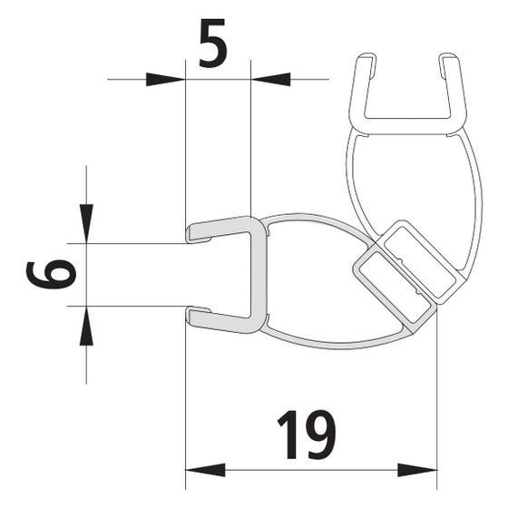 Kermi Magnetprofil x1, 1235 für Türflügel 6mm, 2010mm, passend bis Serienhöhe 2000mm, 6025698