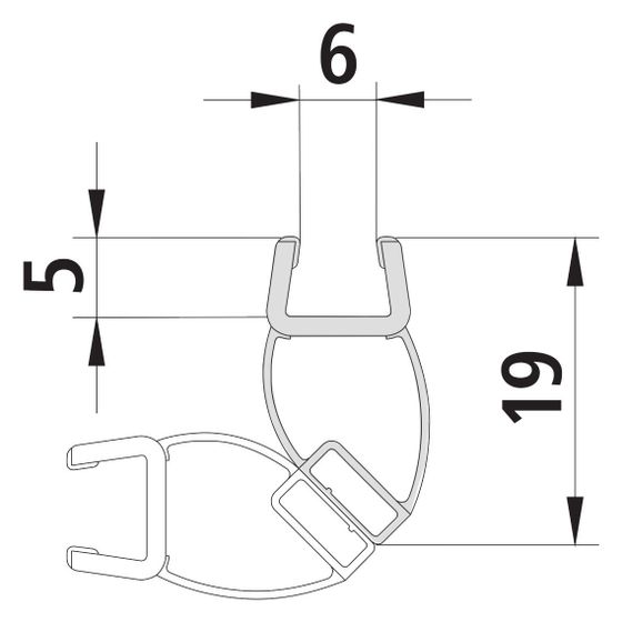 Kermi Magnetprofil x1, 1236 für Türflügel 6mm, 2010mm, passend bis Serienhöhe 2000mm, 6025701