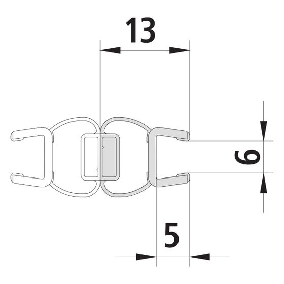 Kermi Magnetprofil x1, 1238 für Türflügel 6mm, 2000mm, passend bis Serienhöhe 2000mm, 6025709