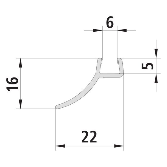 Kermi Wandabdichtung senkrecht x1, 1239, 2000mm, passend bis Serienhöhe 2000mm, 2534090