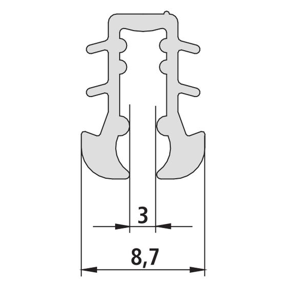 Kermi Glasabdichtung senkrecht x1, 4026, 12000mm, für 3-teilige Gleittür, passend bis Serienhöhe 2000mm, 2534101