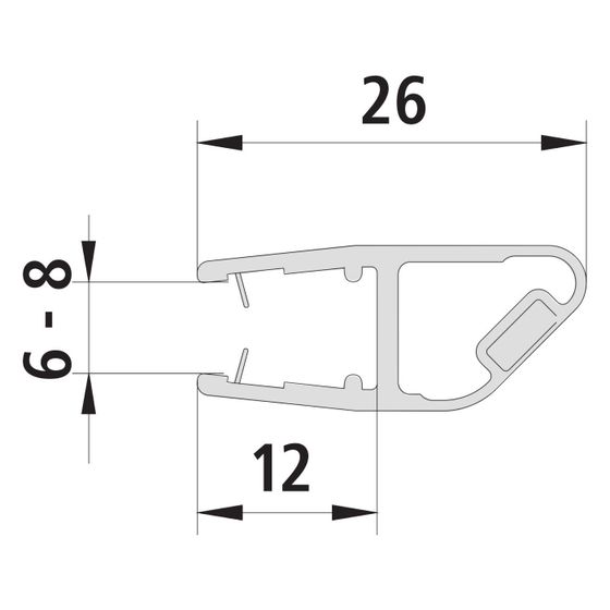 Kermi Magnetleiste 3270 21 x1, 6444, 90 Grad, 2000mm für Eckeinstieg rechts bis Serienhöhe 2000mm, 2534097
