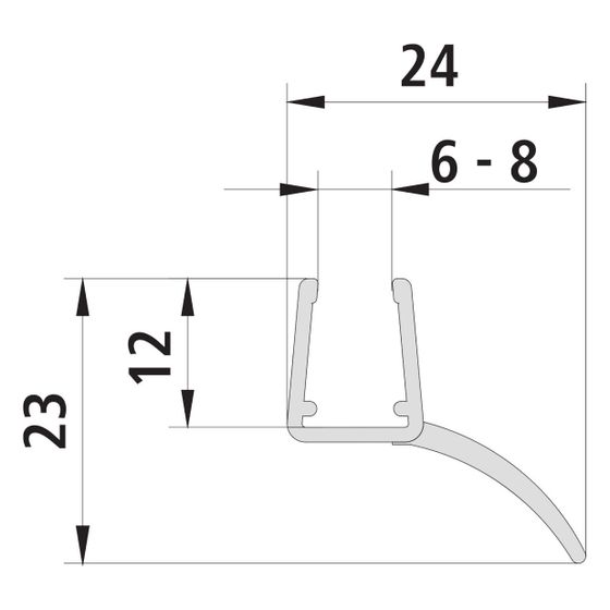 Kermi Glasabdichtung senkrecht x1, 6449, 2000mm, passend bis Serienhöhe 2000mm, 6004121