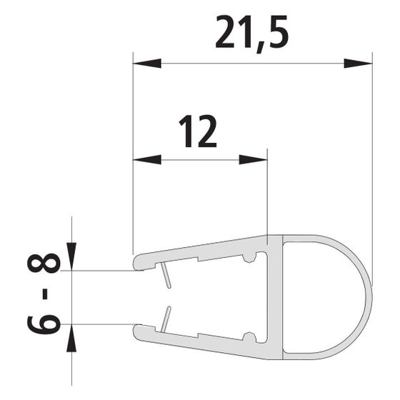 Kermi Wandabdichtung senkrecht x1, 6453, 2000mm, passend bis Serienhöhe 2000mm, 6004125