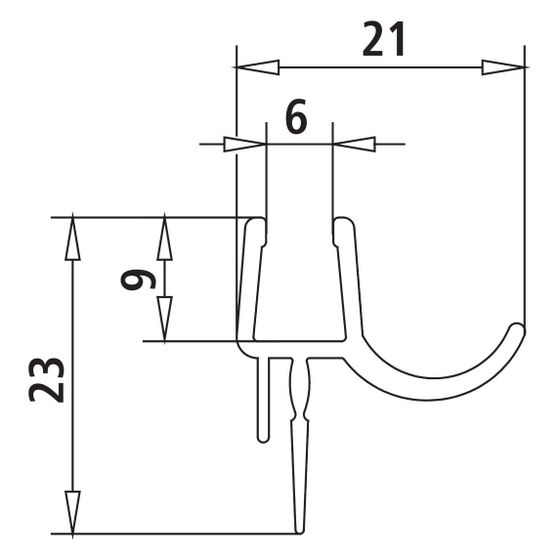 Kermi Dichtleiste RA 5400 12A x1, 97101, 985mm, mit Wasserabpralleffekt, 2534082
