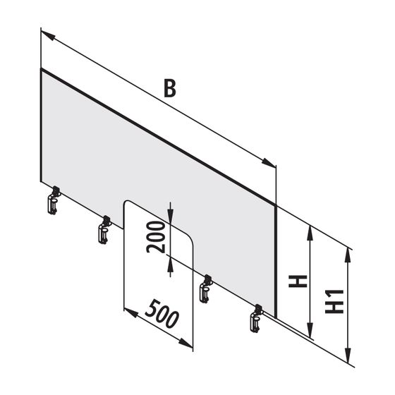 Kermi Protect Schutztrennwand Hygieneschutz Clip mit Durchreiche 1000x700