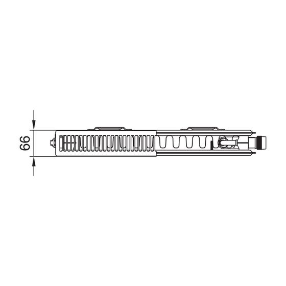 Kermi Line-V therm-x2 Flachheizkörper feinprofiliert Typ 12 Weiß 905x66x3005mm Ventil rechts mit Abdeckung 4805W bei 75/65/20 C