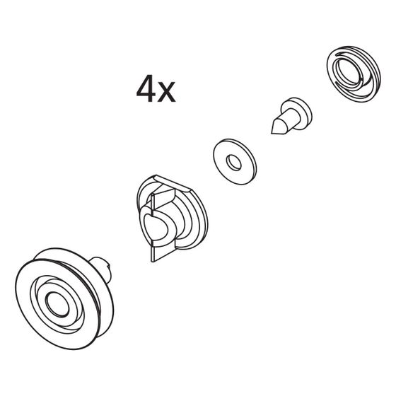 Kermi Laufrolle Set oben, EBIN015, Silber Mattglanz, 2533892