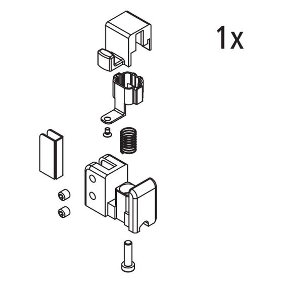 Kermi Aushängemechanismus Set rechts für Gleittür 2-teilig bodenfrei mit Festfeld, EBNI014, Chrom, 2535876