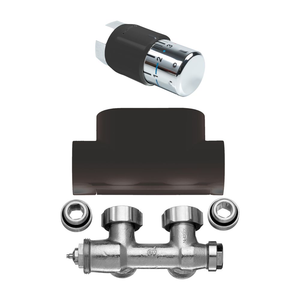 Kermi Ventilhahnblock-Kombiset Eckform, Schwarz Soft... KERMI-ZV03090002 4063769317303 (Abb. 1)