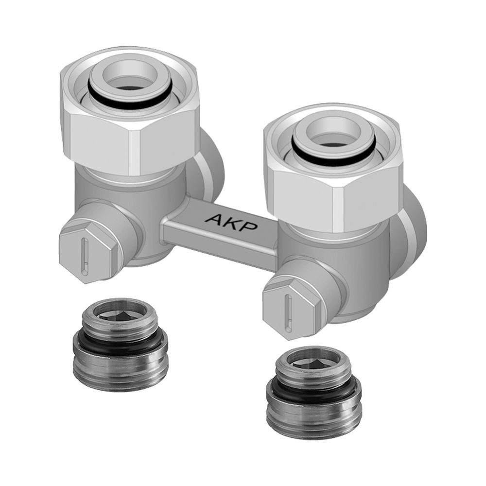 Kermi Anschlussverschraubung für 2-Rohr Anlagen G 1/2" auf G 3/4", gewinkelt, AKP... KERMI-ZV02670003 4037486873855 (Abb. 1)