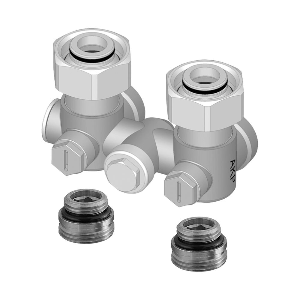 Kermi Anschlussverschraubung für 1-Rohr Anlagen G 1/2" auf G 3/4", gewinkelt, AKP... KERMI-ZV02670004 4037486873862 (Abb. 1)