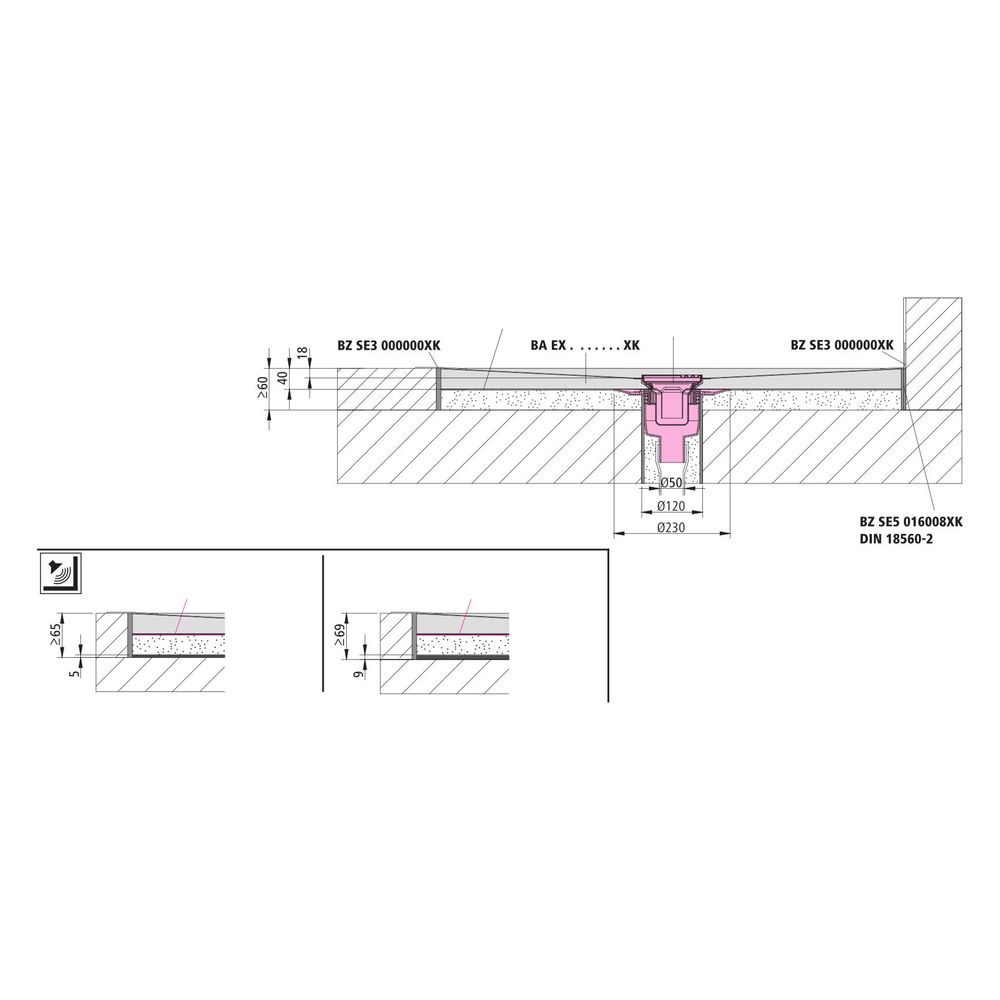 Kermi Ablauf Point A4X 050 Point Ablauf senkrecht DN 50... KERMI-BAA4X050000XK 4051484938507 (Abb. 3)