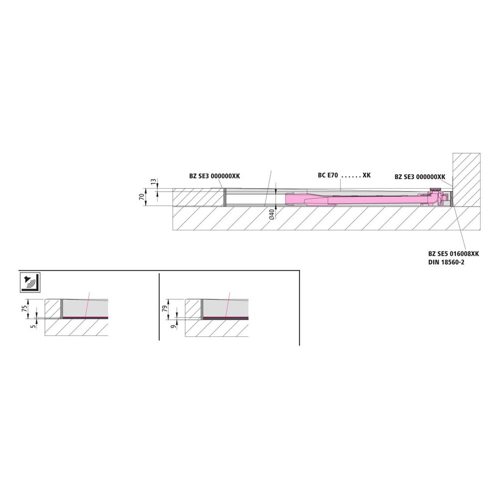 Kermi Komplettboard Line E70 090090 L 900 x B 900 x H 70 mm, Rinnenl. 300... KERMI-BCE700900903K 4051484939368 (Abb. 9)