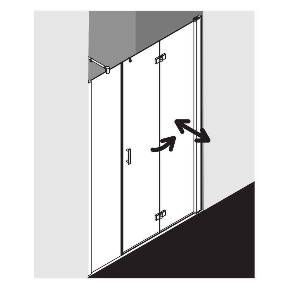 Kermi Duschkabine Diga Pendel-Falttür und Festfeld 2OR 2017x1100x22mm ESG SR Opaco... KERMI-DI2OR11020VYK 4051484236580 (Abb. 2)