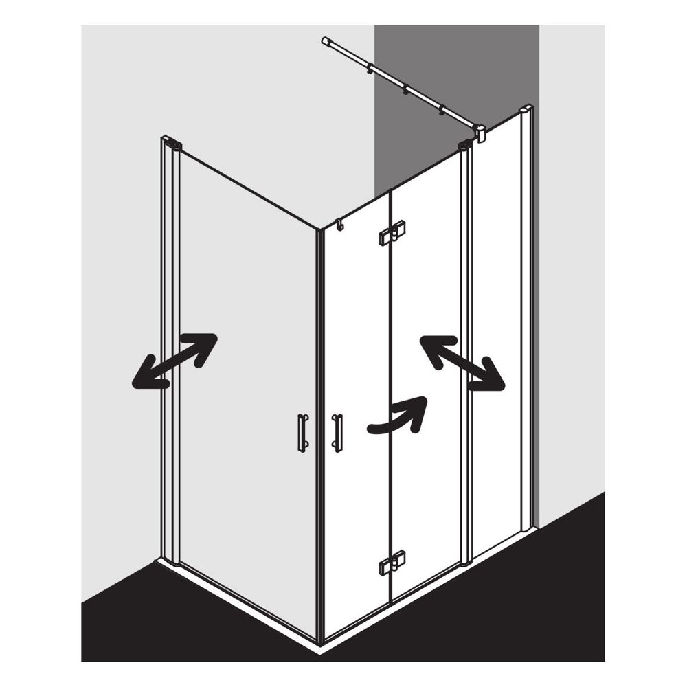 Kermi Duschkabine Diga Eckeinstieg 2T Pendel-Falttür Festfeld Halbteil F2R 1867x90... KERMI-DIF2R09018VPK 4051484123347 (Abb. 2)