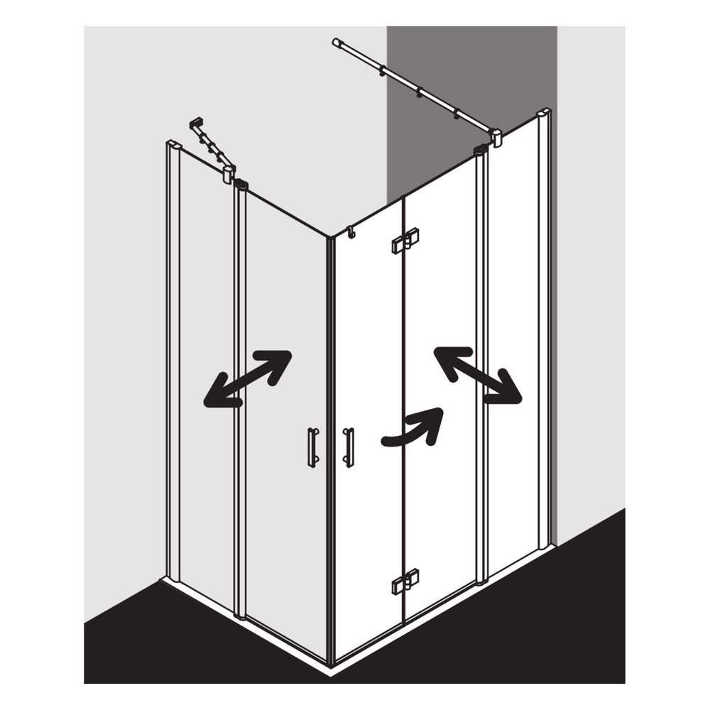Kermi Duschkabine Diga Eckeinstieg 2T Pendel-Falttür Festfeld Halbteil F2R 1867x90... KERMI-DIF2R09018VPK 4051484123347 (Abb. 3)