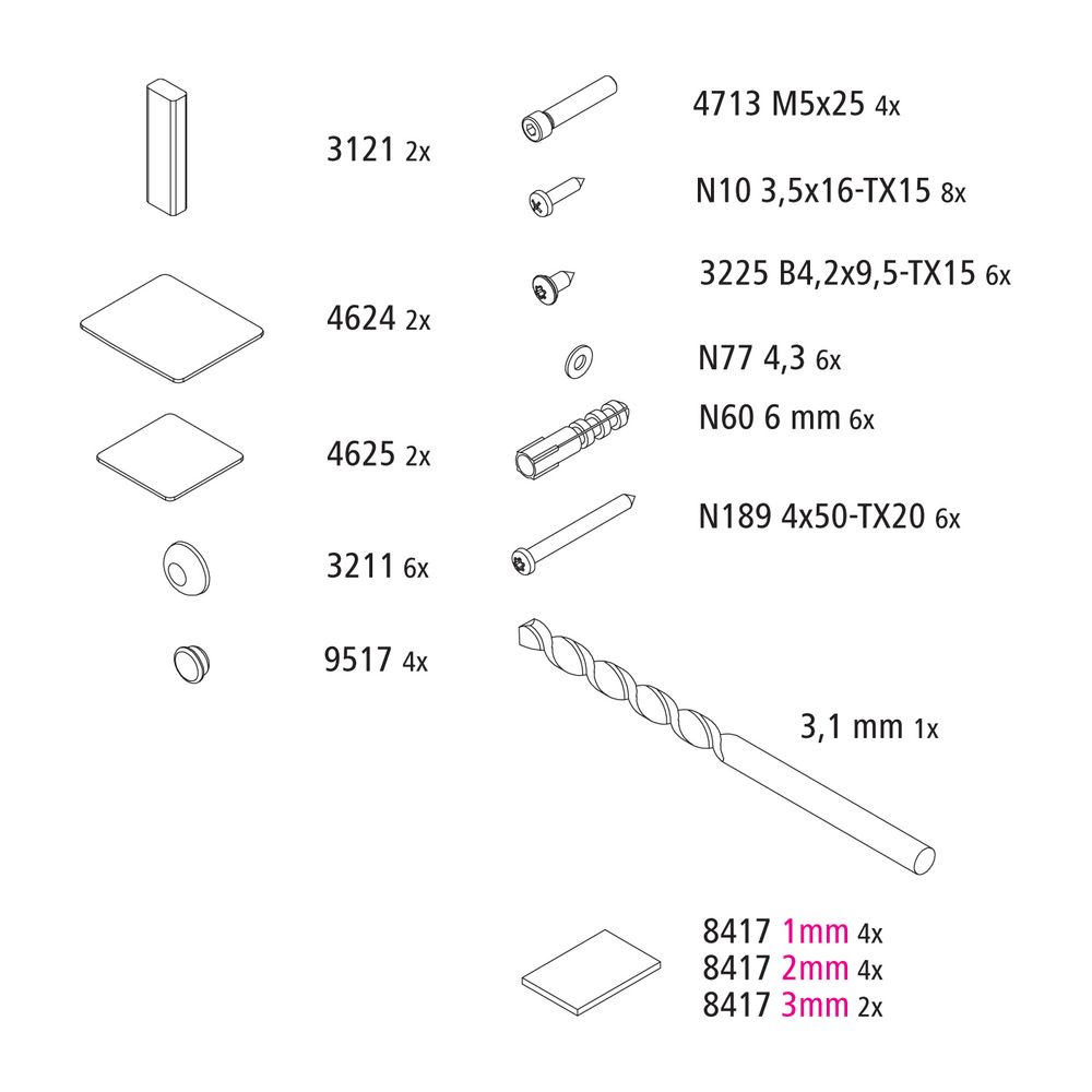 Kermi EBLI032 Set Montagekleinteile... KERMI-2535802 4037486135526 (Abb. 1)