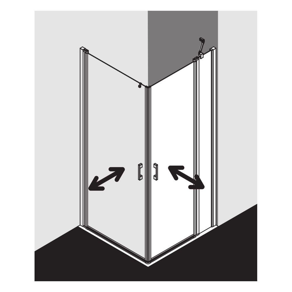 Kermi Duschkabine Liga Eckeinstieg Pendeltür Halbteil 1EL 2000x830x32mm ESG Klar ... KERMI-LI1EL083201AK 4051484433385 (Abb. 15)