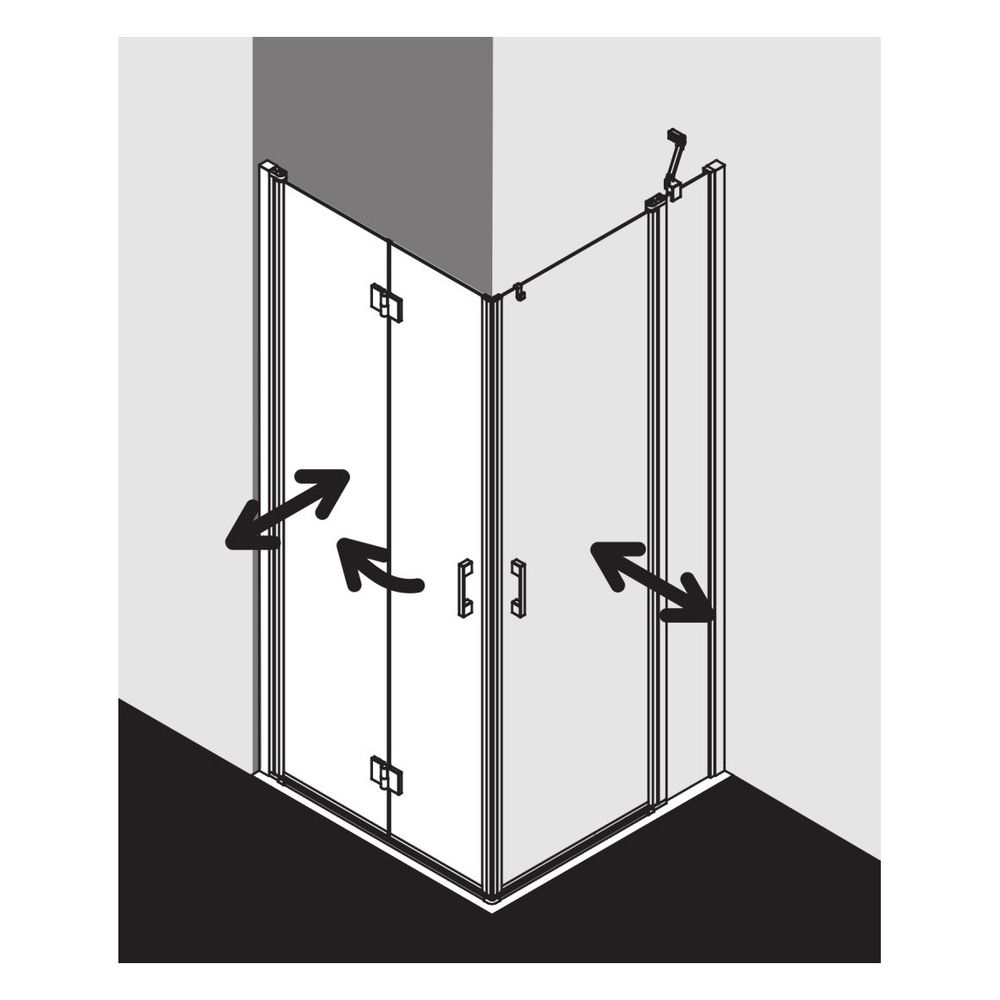 Kermi Duschkabine Liga Eckeinstieg 2T Pendel-Falttür Halbteil 2CL 2000x900x32mm E... KERMI-LI2CL090201AK 4051484404774 (Abb. 28)