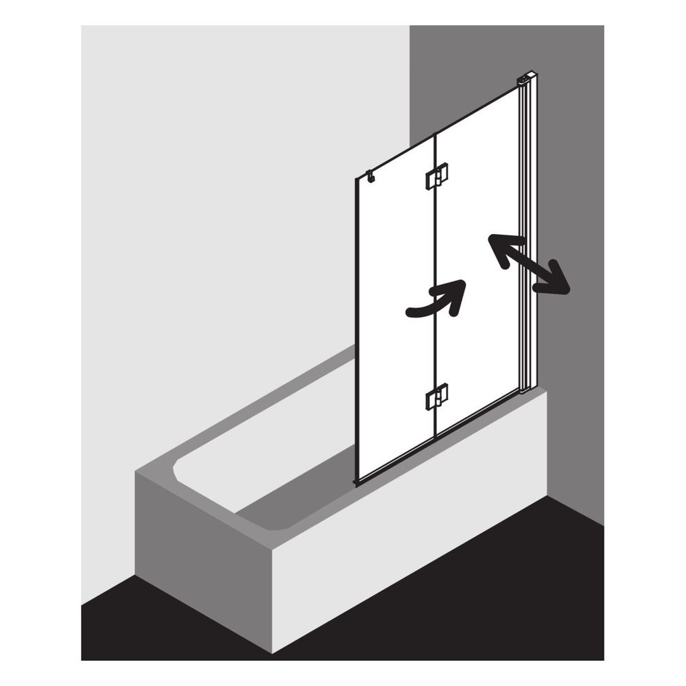 Kermi Badewannenaufsatz Liga Faltwand 2F 2PR 1500x1200x32mm ESG Klar 5mm Silber M... KERMI-LI2PR120151AK 4051484495703 (Abb. 16)