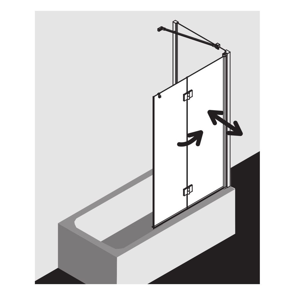 Kermi Badewannenaufsatz Liga Faltwand 2F 2PR 1500x1200x32mm ESG Klar 5mm Silber M... KERMI-LI2PR120151AK 4051484495703 (Abb. 12)