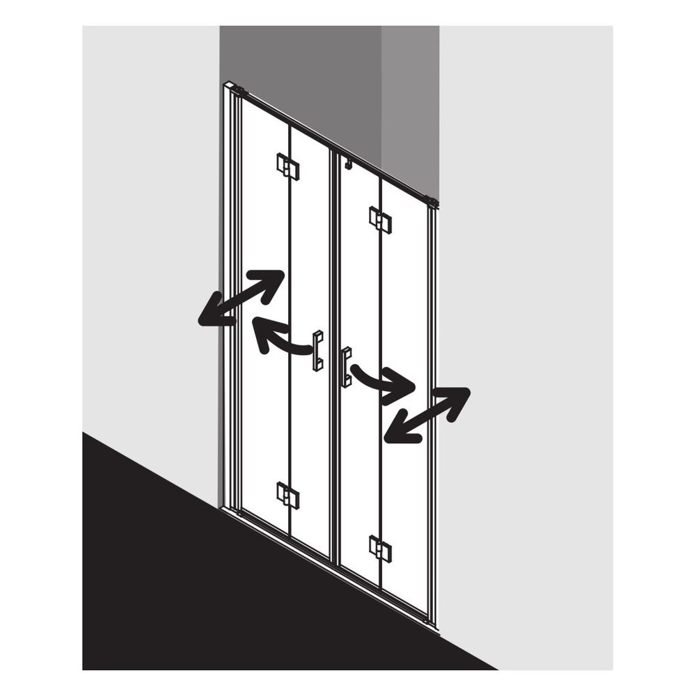 Kermi Duschkabine Liga Pendel-Falttür 4T 2T4 1850x1350x32mm ESG Klar 5mm Silber M... KERMI-LI2T4135181PK 4051484411048 (Abb. 24)