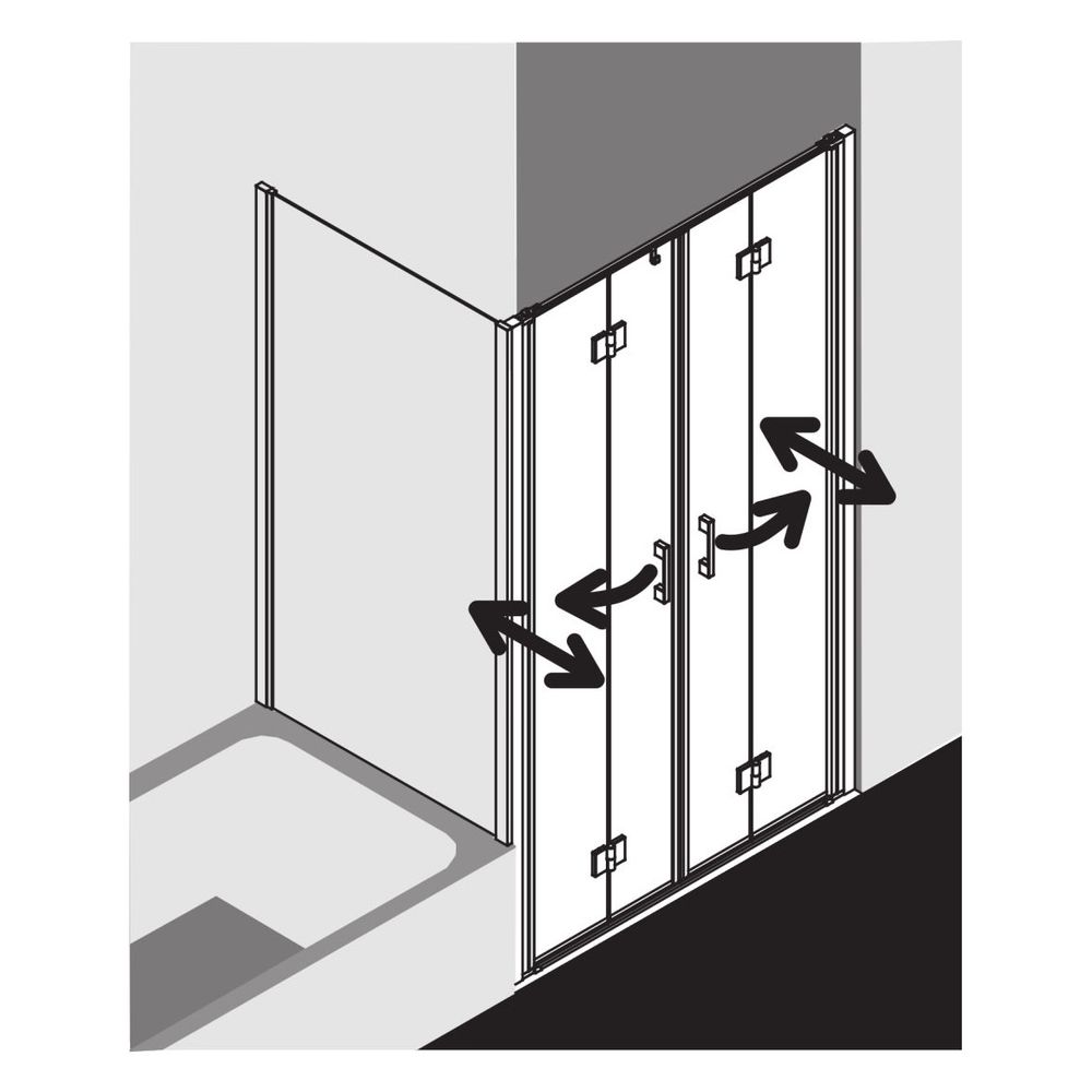 Kermi Duschkabine Liga Pendel-Falttür 4T 2T4 1850x1350x32mm ESG Klar 5mm Silber M... KERMI-LI2T4135181PK 4051484411048 (Abb. 20)