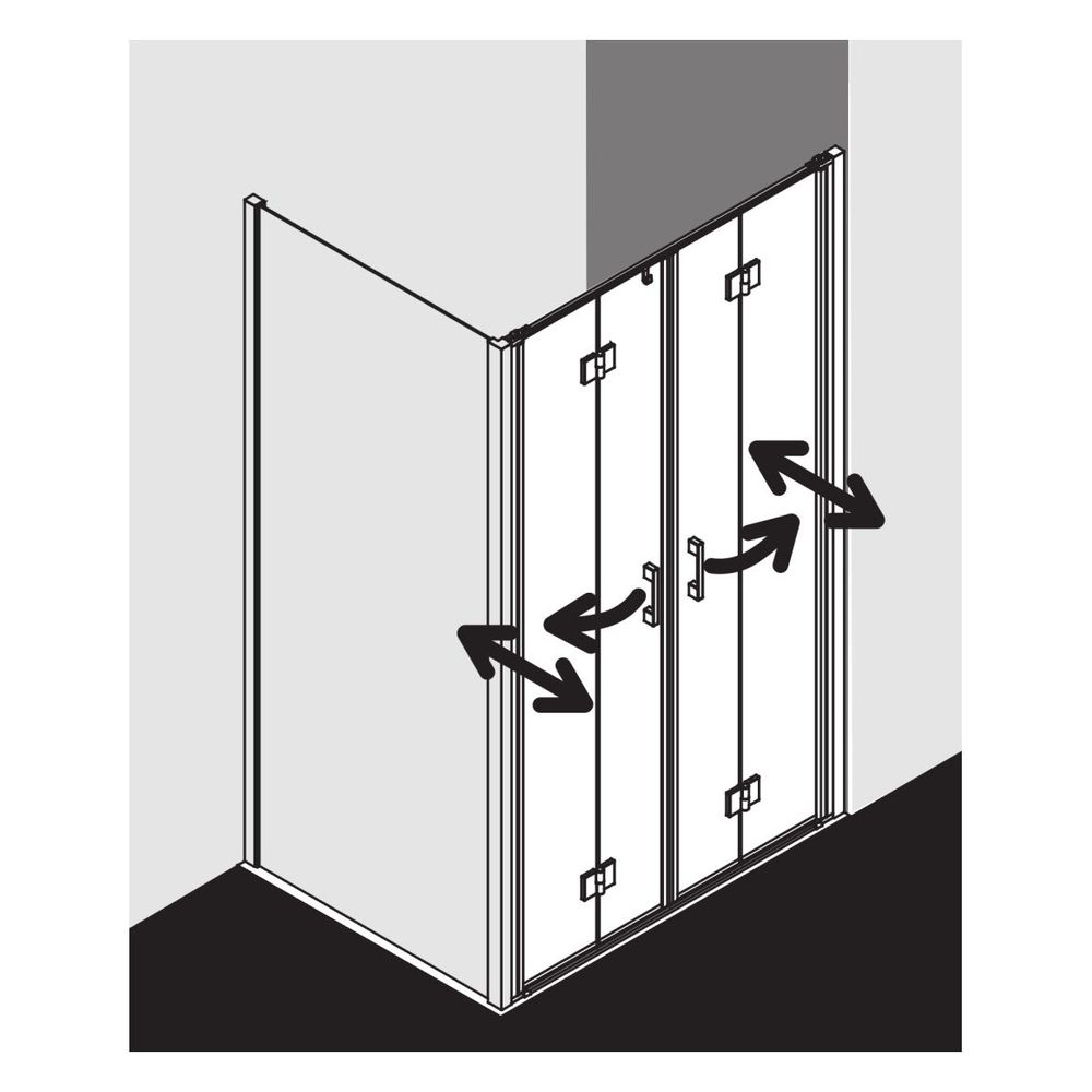 Kermi Duschkabine Liga Pendel-Falttür 4T 2T4 1850x1350x32mm ESG Klar 5mm Silber M... KERMI-LI2T4135181PK 4051484411048 (Abb. 28)