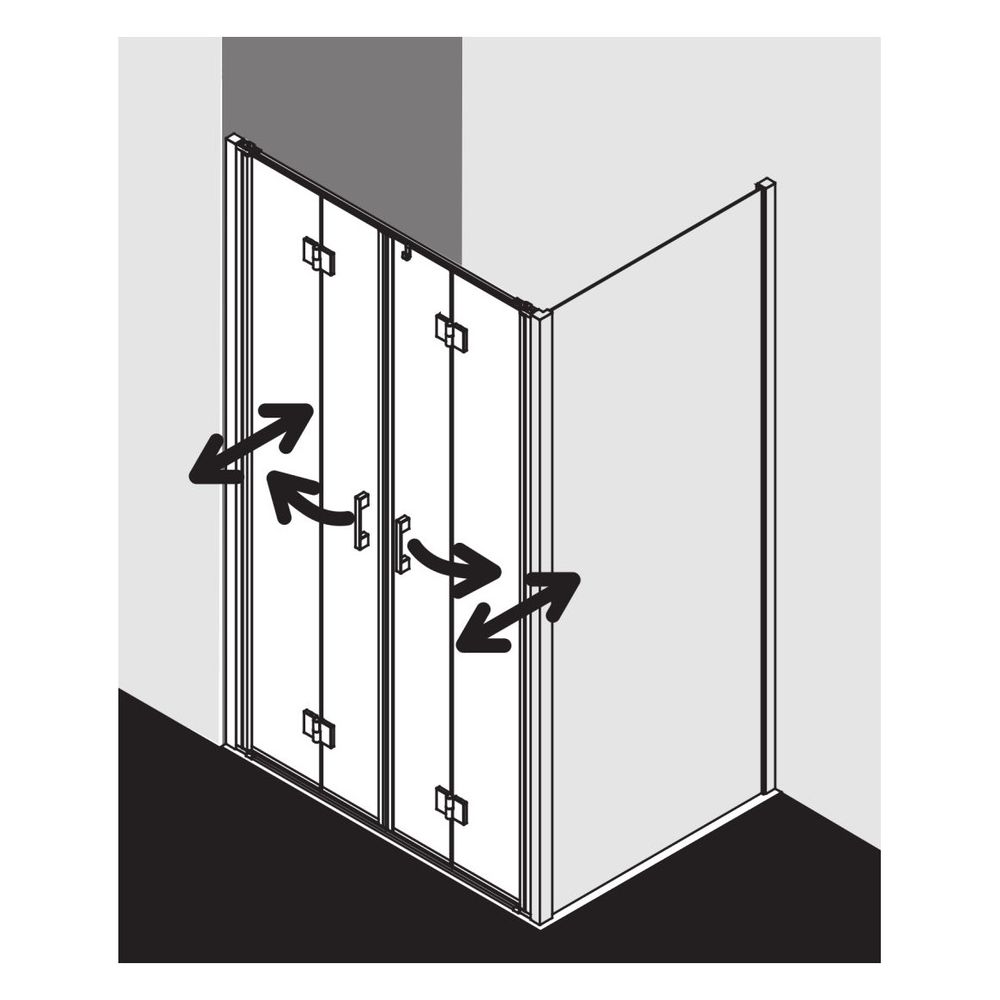 Kermi Duschkabine Liga Pendel-Falttür 4T 2T4 1850x1350x32mm ESG Klar 5mm Silber M... KERMI-LI2T4135181PK 4051484411048 (Abb. 27)