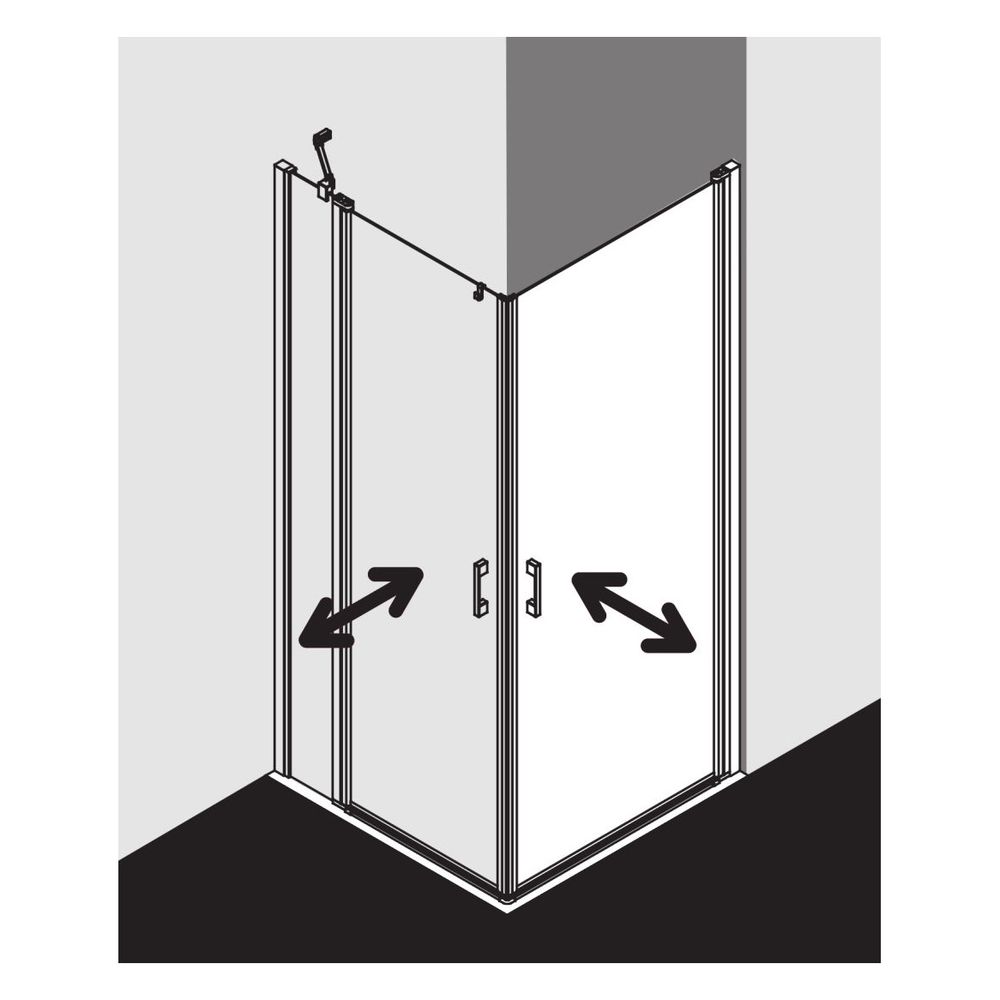 Kermi Duschkabine Liga Eckeinstieg 2T Pendel-Falttür Festfeld Halbteil EPL 2000x9... KERMI-LIEPL090201AK 4051484408239 (Abb. 16)