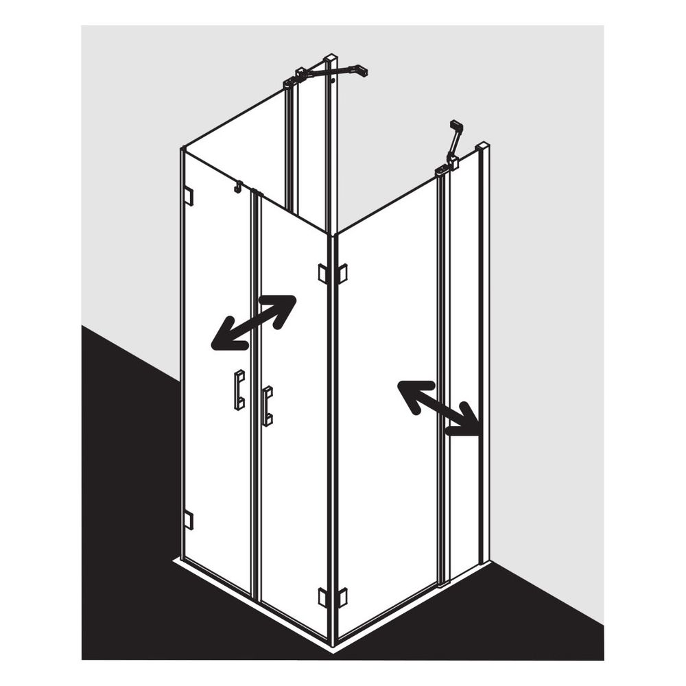 Kermi Duschkabine Liga U-Form Pen/Falt. Festfeld F2U 2000x885-910x32mm ESG Klar 5... KERMI-LIF2U093201AK 4051484579229 (Abb. 14)