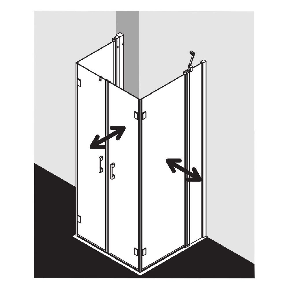 Kermi Duschkabine Liga U-Form Pen/Falt. Festfeld F2U 2000x885-910x32mm ESG Klar 5... KERMI-LIF2U093201AK 4051484579229 (Abb. 15)