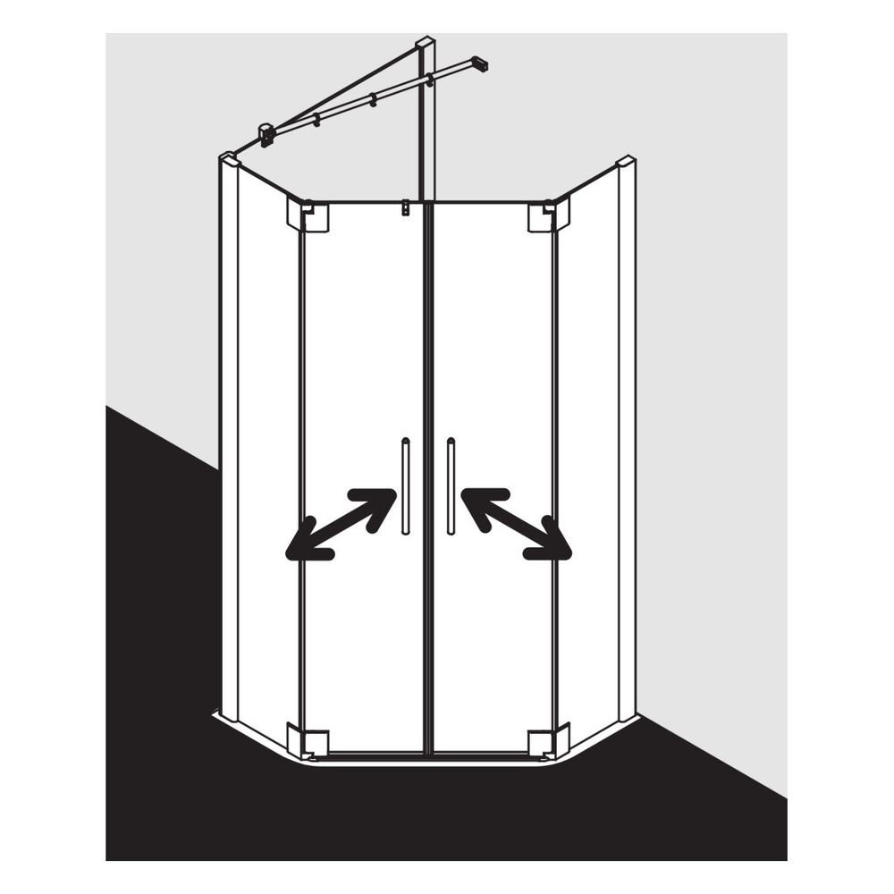 Kermi Duschkabine Pasa XP Fünfeck Pendeltür Festfeld F40 1850x900x31mm ESG Klar 8m... KERMI-PXF4009018VPK 4046383919610 (Abb. 6)