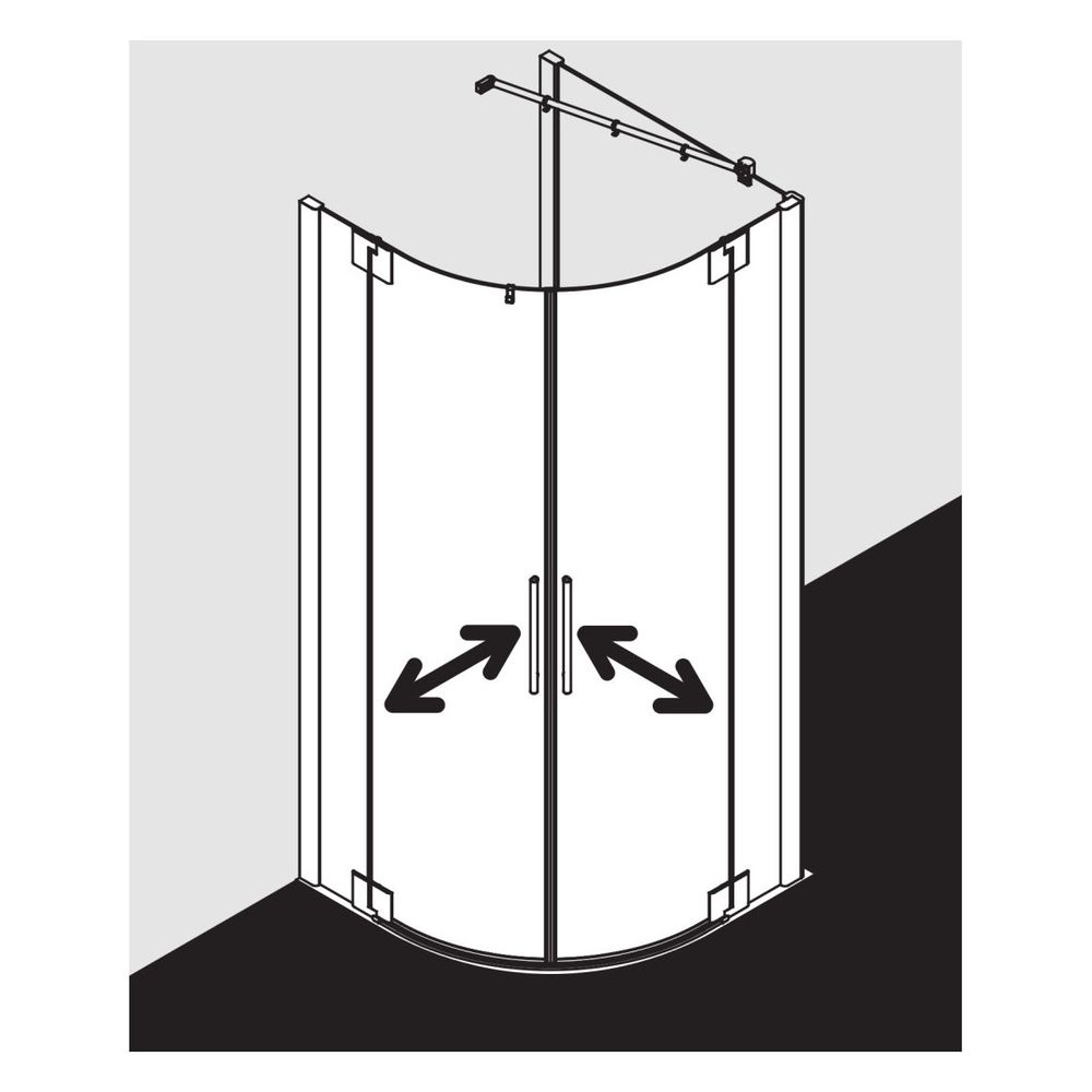 Kermi Duschkabine Pasa XP Viertelkreis Pendel Festfeld P55 1850x900x31mm ESG Klar ... KERMI-PXP55090181PK 4046383923068 (Abb. 4)