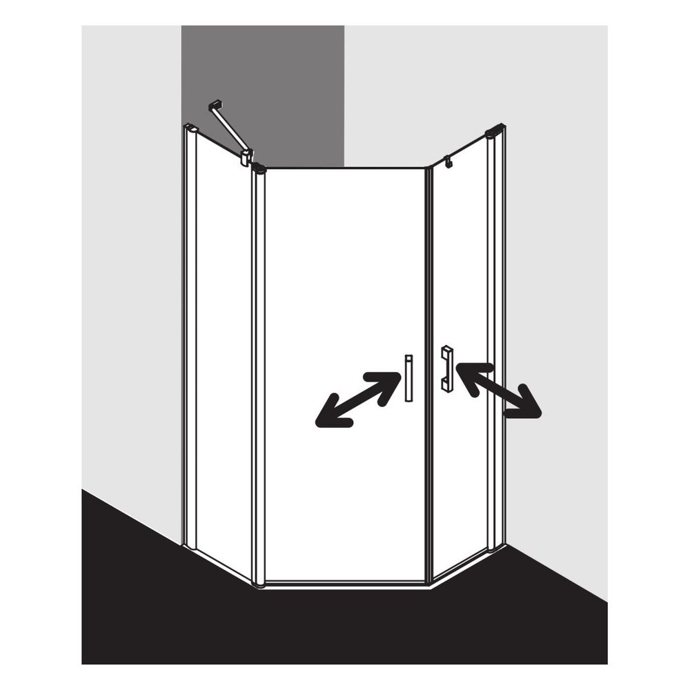 Kermi Duschkabine Pega Fünfeck Pendeltür Festfeld 53L 1850x1000x22mm ESG Klar 6mm ... KERMI-PE53L10018VAK 4051484528791 (Abb. 4)