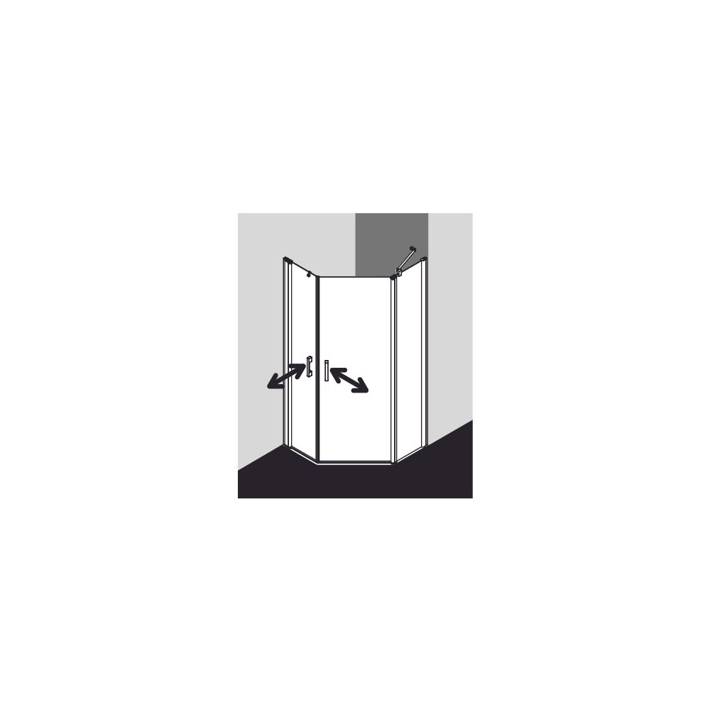 Kermi Duschkabine Pega Fünfeck Pendeltür Festfeld 47R 2000x900x22mm ESG Klar 6mm S... KERMI-PE47R09020VPK 4051484528333 (Abb. 2)