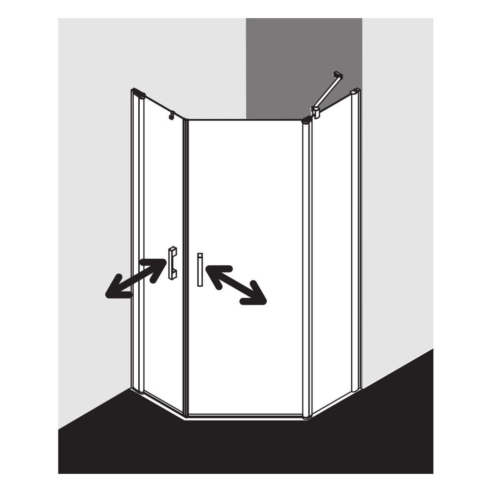 Kermi Duschkabine Pega Fünfeck Pendeltür Festfeld 47R 2000x900x22mm ESG Klar 6mm S... KERMI-PE47R09020VPK 4051484528333 (Abb. 5)