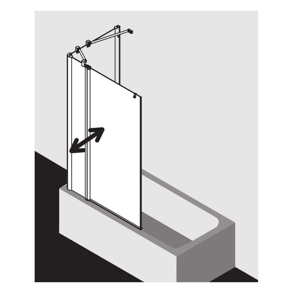 Kermi Badewannenaufsatz Pega Pendelflügel mit Festfeld DTL 1500x1100x27mm ESG Klar... KERMI-PEDTL11015VPK 4051484539919 (Abb. 3)