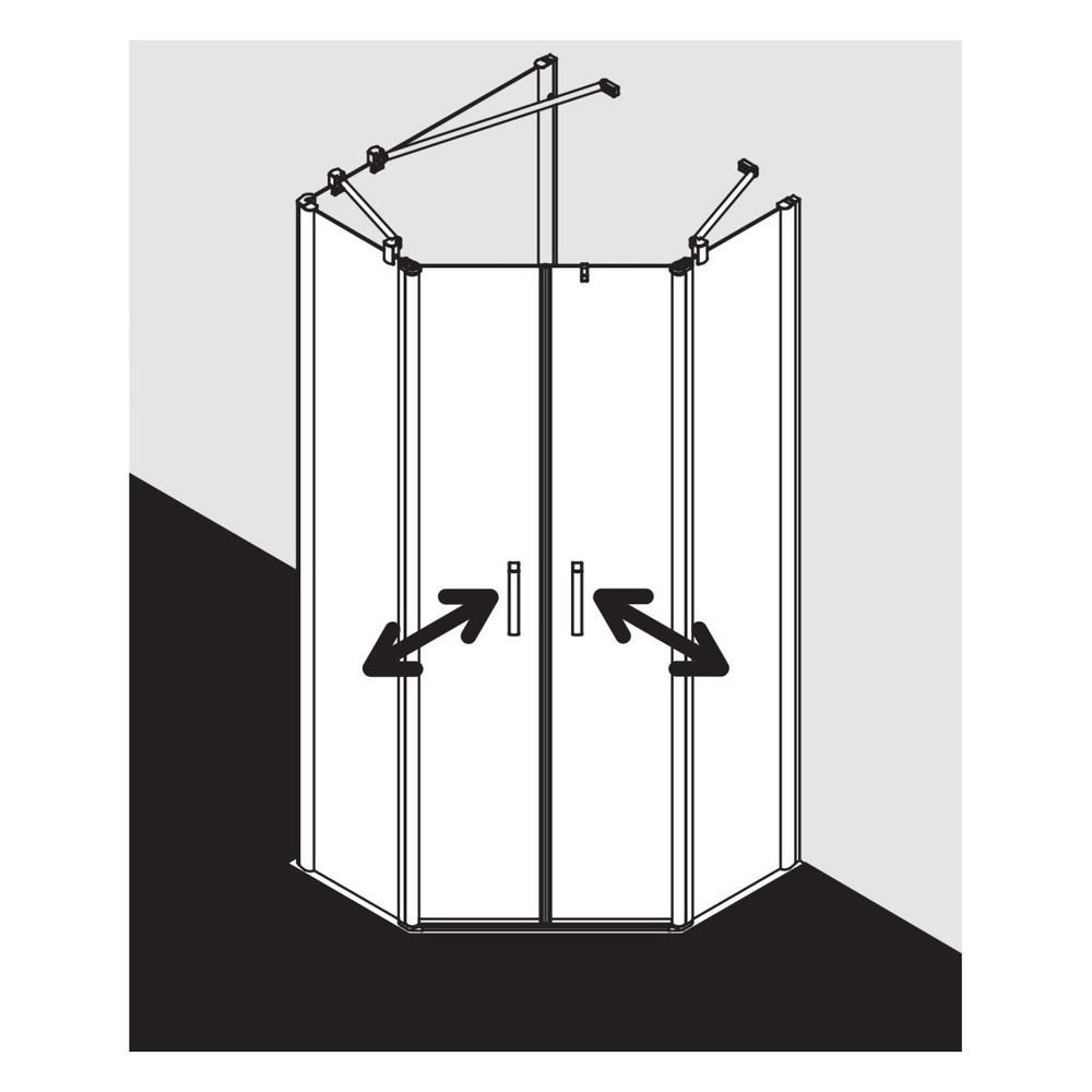 Kermi Duschkabine Pega Fünfeck Pendeltür Festfeld F50 2000x1000x27mm ESG Klar 6mm ... KERMI-PEF5010020VPK 4051484545217 (Abb. 5)