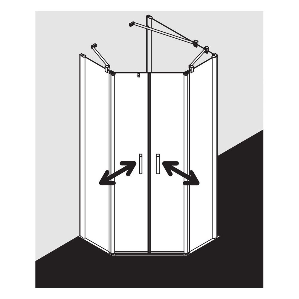 Kermi Duschkabine Pega Fünfeck Pendeltür Festfeld F50 2000x1000x27mm ESG Klar 6mm ... KERMI-PEF5010020VPK 4051484545217 (Abb. 9)